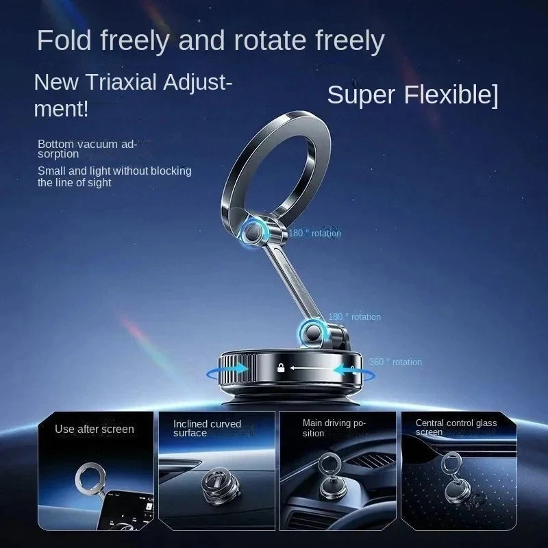 Magnetic Car Phone Mount, Strong Suction, 360° Rotation, iPhone, Android